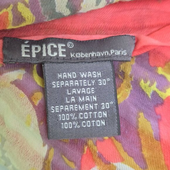 Épice Paris Sustainable Cotton Stole Pink Coral Floral Fringe Size 71"x26" - Picture 5 of 5